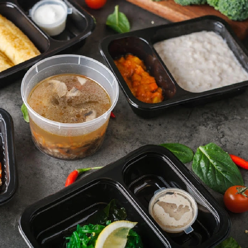 товар Контейнер 2-х секционный PP, черный, 190*144*45 мм, 245+555 мл, серия К-190 PLK43965